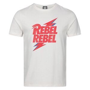 David Bowie Unisex Adult Rebel Rebel T-Shirt / Vintage White